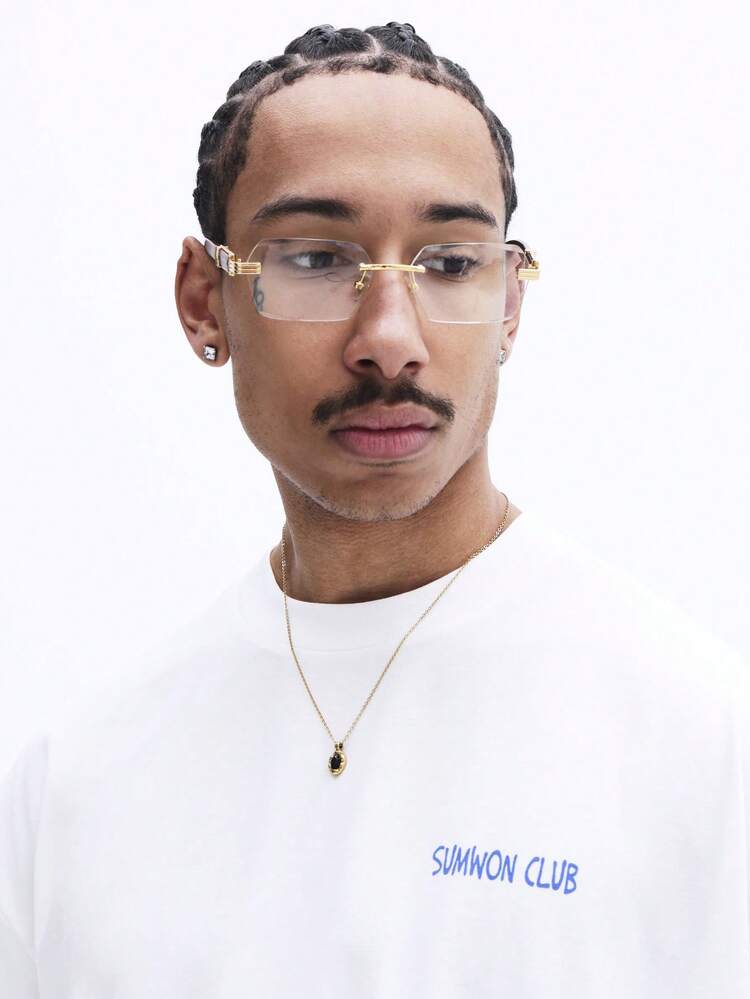 레몬 메시 프린트가 있는 박시 티셔츠