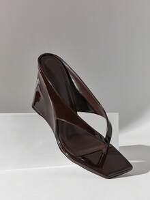 SHUZIA Sandal đế xuồng xỏ ngón thoải mái dành cho nữ - Màu nâu Sô-cô-la - Xem 7