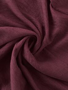 Auralis Burgundy Ruched Front Button Long Sleeve Shirt,Elegant Women's Blouse For Dinner,Autumn Office Lady Business Casual Tops,Plus Size Dark Red Blouse - Burgundy - View 7