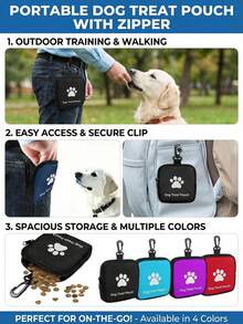 PETSIN 1PC Dog Paw Printed Dog Food Bag With Zipper Closure - Portable Pet Snack Bag For Outdoor Dog Training Snacks Pack - Multicolor - View 3