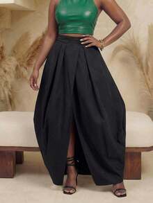 BamGlimmer 春季情人节新年假期新款宽松黑色半身裙，时尚活泼的度假嘻哈休闲风，适合旅行、日常穿着、返校、派对等场合。 - 黑色 - 查看 6