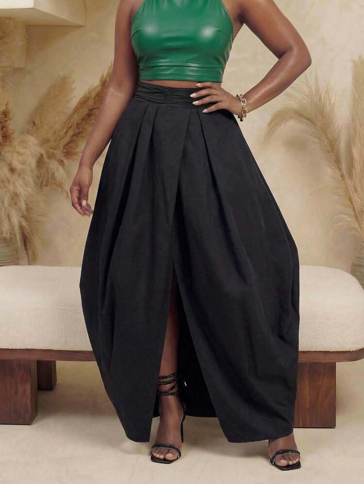 BamGlimmer Spring Valentine's Day New Year Holiday New Design Oversized Black Skirt, Fashionable Lively Resort Hiphop Casual Style, Suitable For Travel, Daily Wear, Back To School, Party - Black - View 6