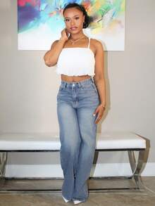 Steph T 素色百褶吊帶上衣 - 白色 - 查看 3