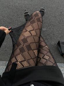 DAZY Women's Sexy Hollow Out Fishnet Sheer Tights - Black - View 1
