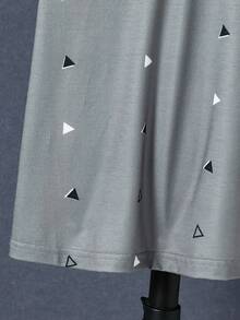 SHEIN Tween Boy Geometric Striped Short Sleeve Casual Polo Shirt - Light Grey - View 6