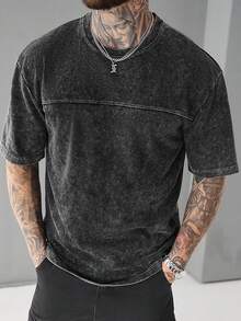 SLATEMANN Men's Casual Solid Color Crew Neck Short Sleeve T-Shirt - Black - View 1