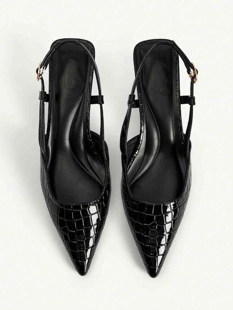 CUCCOO CHICEST Women Spring/Summer New Pointed Toe Wine Glass Heel Mid-Heel Romantic Elegant Simple Sexy Stone Pattern Women's High Heel Shoes Open Heel Spring Shoes Bride Shoes