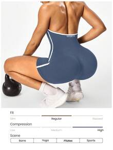 Solea Cove Women's Seamless Solid Color Halter Backless Romper - Dusty Blue - View 5