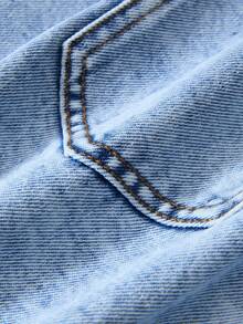 GlowEve 女士向日葵刺绣口袋毛边休闲牛仔短裤 - 藍色 - 查看 4