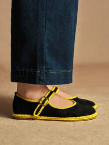 Rosivie Zapatos planos casuales de mujer con diseño de hebilla - Negro - Ver 4