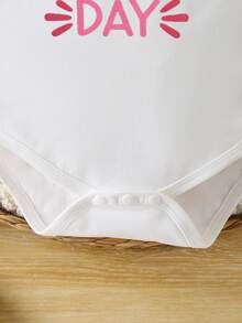 Newborn Baby Cute Colorful Rabbit, Easter Egg, Number & Letter Print One-Piece Outfit, Comfortable For Spring/Summer - Multicolor - View 6