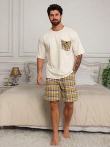 DAZY Conjunto de pijama de manga corta y pantalón corto a juego para hombre de verano - Multicolor - Ver 7