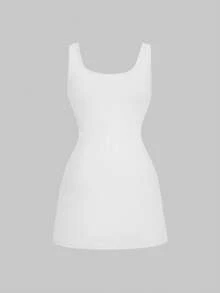 SHEIN MOD Plus Size Women's Rhinestone Embellished Shiny Elegant White Mini Dress, Suitable For Graduation Season, Birthday Party Summer - White - View 2