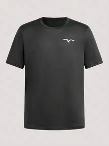 Driftmere 男士夏季海鸥印花圆领短袖休闲T恤 - 深灰色 - 查看 1