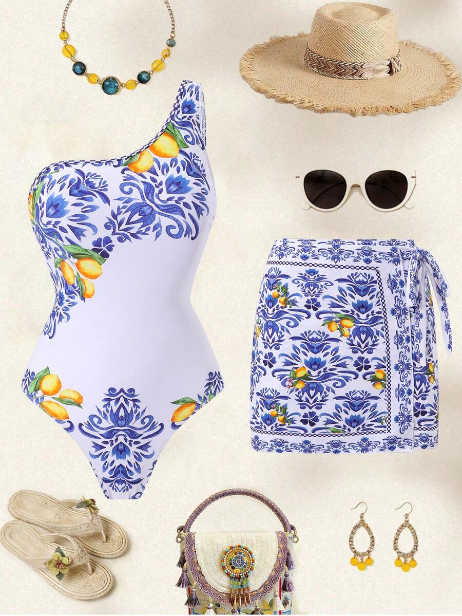 Swim Oasis Bộ đồ bơi 2 mảnh dành cho nữ, mẫu mới Xuân/Hè 2026, áo tankini in họa tiết và quần váy, đồ bơi thanh lịch, thoải mái cho kỳ nghỉ biển. - Nhiều màu - Xem 1