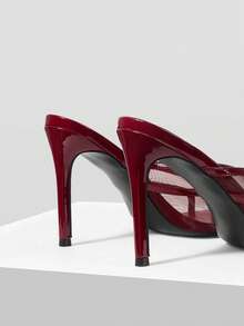 Mnmlis Women's Fashion Daily Wear Slip-On High Heel Sandals - Red - View 4