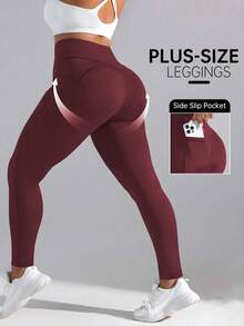 Rhythm Era Pocket Yoga Pants, Tummy Control, Butt Lifting, Suitable For Cycling And Activewear - Burgundy - View 1