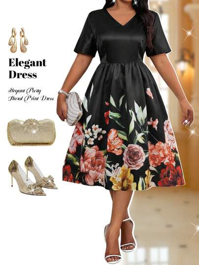 Fleurora Plus Size Women Solid Color Round Neck Flare Sleeve Elegant Dress Autumn And Winter Elegant Party Wedding Cocktail Party Christmas Pink Belted Bell Sleeve A Line Dress Plus Size Co-Ords Homecoming Dress Birthday Dresses For Women Fall Women Clothes Teacher Outfits Christmas Satin Dress Dress For Wedding Guest Modest Dress Floral Midi Dress