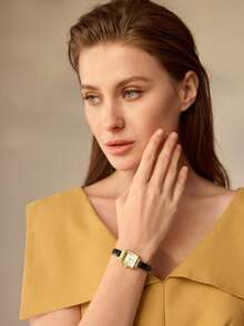 MOTF PREMIUM ENGRAVED GOLD-TONE ROMAN NUMERAL WOMEN'S WATCH - Black - View 7