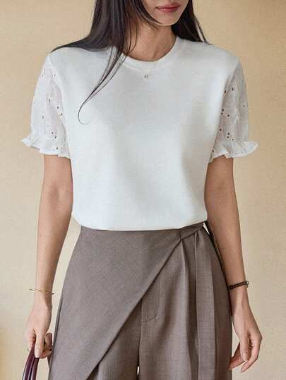 DAZY Women's Round Neck Casual Versatile Daily Wear Short Sleeve T-Shirt