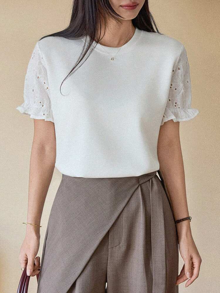 Women's Round Neck Casual Versatile Daily Wear Short Sleeve T-Shirt Summer