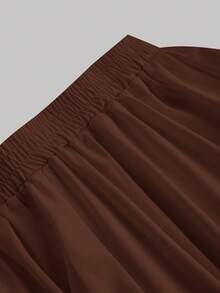 SHEIN MOD Chân váy nữ màu trắng xếp tầng, chân váy chữ A nhiều lớp màu đen kiểu retro. - màu nâu - Xem 4