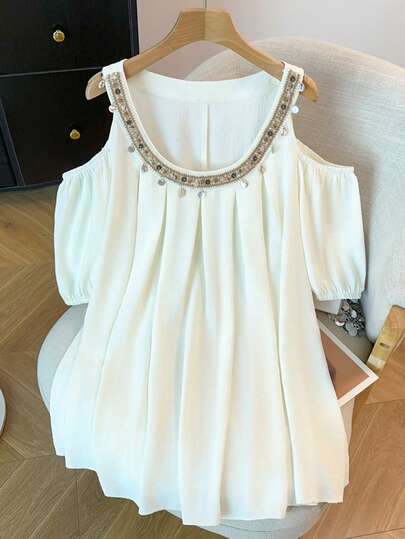 GlowEve CURVE Plus Size Women's Loose Batwing Sleeve Blouse, Bohemian Ruched A-Line Hem Casual Tunic Top, Elegant Vacation Party Wear