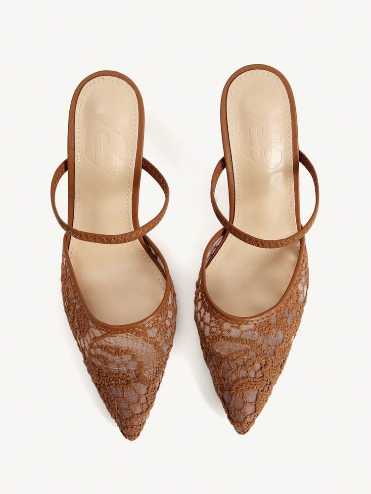 CUCCOO CHICEST Women Shoes Summer And Summer New Mesh Embroidery Pointed Toe Skinny Heel High Heel Elegant Sexy Mesh Women's High Heel Shoes Sticking Heel Foot Strap Closed Toe High Heel Slippers Elegant Sexy Afternoon Tea Party Hunliji Versatile Wear Summer Shoes Wedding Shoes Bride Shoes