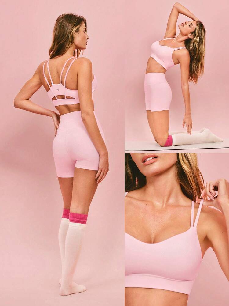 FeatherFit™ Double-Strap Heart-Shaped Neck Sports Bra Low Impact Yoga Pilates Daily Fall Winter