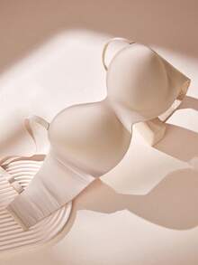 LUVLETTE Plus Nude Dream Curve Support + Mocha Strapless Unlined No-Sign Breathy Comfort Lingerie As Outwear Bra Women Basic Half Minis Minis Wedding Bra - 摩卡棕 - 查看 9