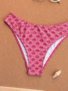 Swim Mod Women's Pink 2-Piece Bikini Set Spaghetti Strap Halter Neck High Cut Swimwear For Summer,Boho Beach Vacation,Holiday,Modest Tanning Bathing Suits - Hot Pink - View 5