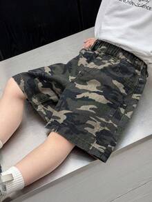 DAZY Toddler Boys' Washed Camouflage Print Denim Shorts - Army Green - View 5
