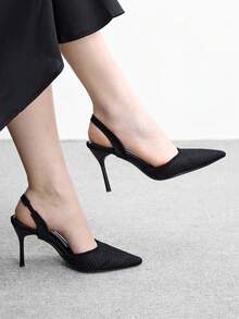 CUCCOO BIZCHIC Black Pointed Toe Mesh Lace-Up High Heel Shoes For Women - Black - View 1