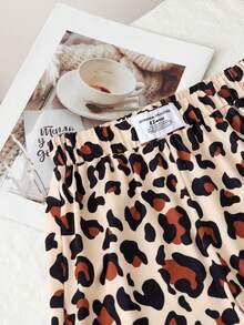 Sparklyn Tween Girl Leopard Print, Letter & Striped Short Sleeve T-Shirt And Wide Leg Pants Casual Outfit - Multicolor - View 5