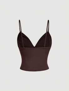 SHEIN MOD 女士夏季休闲纯色吊带背心和迷你裙两件套 - 咖啡棕 - 查看 6