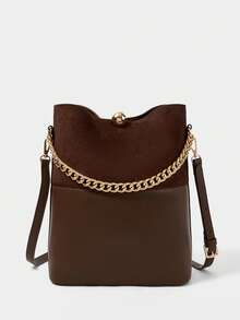 SHECARRY 女士手提包棕色水桶包 - 棕色 - 查看 2