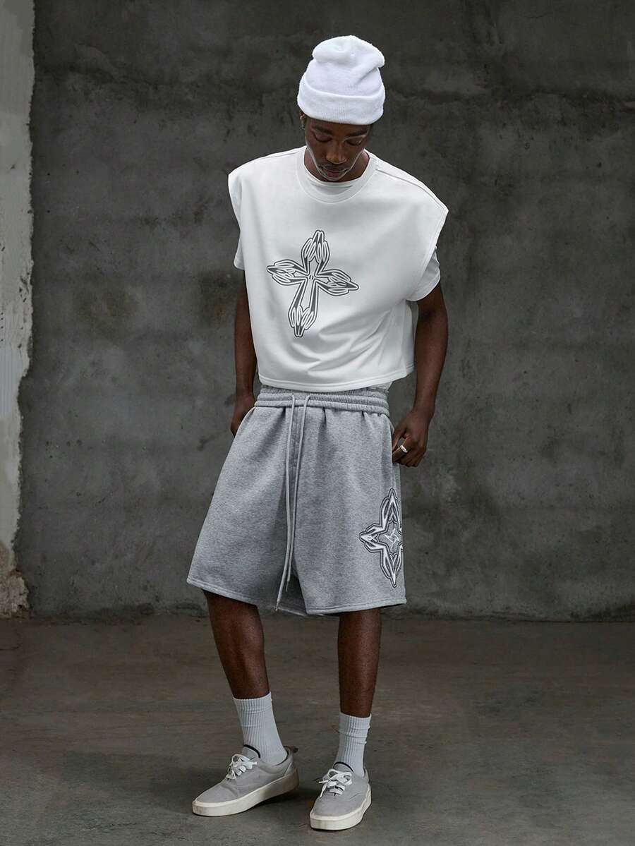 NEON BLANC 男士休闲印花圆领连帽T恤