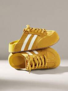 Solecia 女士系带设计休闲百搭时尚平底鞋 - 黃色 - 查看 5