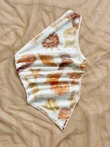 Soleia 女士不对称下摆不对称肩部上衣，休闲度假、海滩、婚礼宾客、毕业典礼、早午餐、圣帕特里克节、春假、复活节、音乐节、优雅波西米亚热带风情、派对、亮片、棕色、情人节 - 彩色 - 查看 6