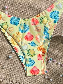 Swim Mod Summer 2 Pieces Swimwear, Adjustable Strap Random Print Top And High Cut Bottoms, Summer Beach Vacation Bikini Set - Multicolor - View 4