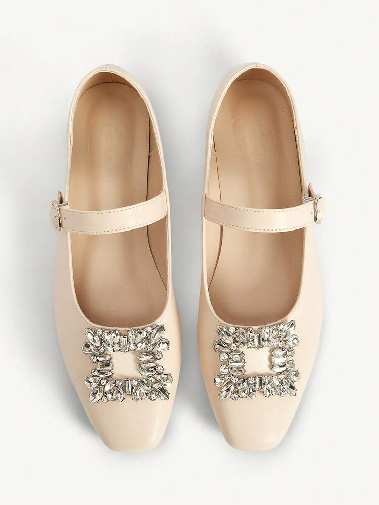 CUCCOO CHICEST Women's Retro Shoes, New Arrival Autumn, French Elegant Rhinestone Square Buckle Loafers Wedding Shoes