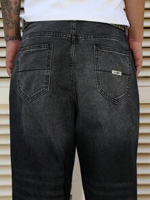 Manfinity Hypemode Quần jeans denim nam dáng rộng, màu xám ombre, thích hợp cho mọi mùa. - Xám - Xem 3