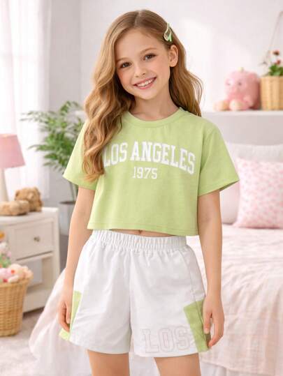Conjunto para niña con texto deportivo casual y moderno