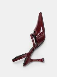 Bholvia 9cm spitze Elegante Weinglasabsatz Damen Weinrot High Heels, Spiegel PU Leder Riemen hinten leicht zu tragen, sexy weinrote High Heels, bequem & vielseitig für Alltag/Party/Weihnachten/Valentinstag/Date/Ball/Büro, rote Sohlen Absätze - Bordeaux - Übersicht 5