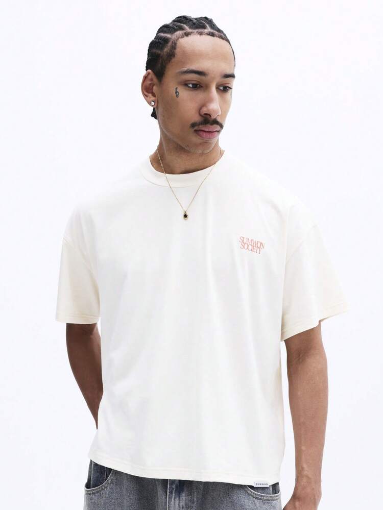 SUMWON T-shirt à manches courtes en coton d'été style streetwear, coupe regular, avec imprimé graphique de cerise pour homme