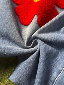 ROMWE MEN Men's Floral Embroidered Pocket Wide Leg Loose Casual Jeans - Blue - View 5