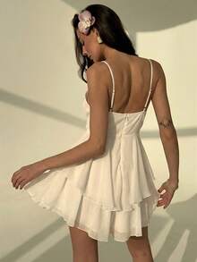 Aloruh Mono bohemio con atar en color albaricoque, cintura ceñida con línea A, para primavera/verano - Albaricoque - Ver 2