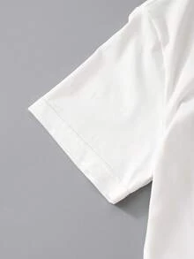 Sparklyn Girls' White T-Shirt + Casual Striped Straight Pants Comfortable 2-Piece Set - Black - View 4