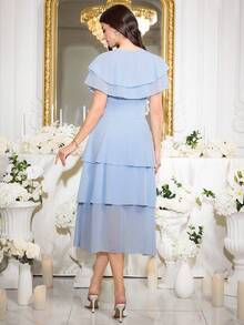 Modelyn Vestido elegante y romántico con cuello de volantes para mujeres - Celeste - Ver 7