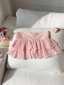 Comfortcana Minifalda de verano para mujer con volantes en el bajo y unicolor - Azul - Ver 2